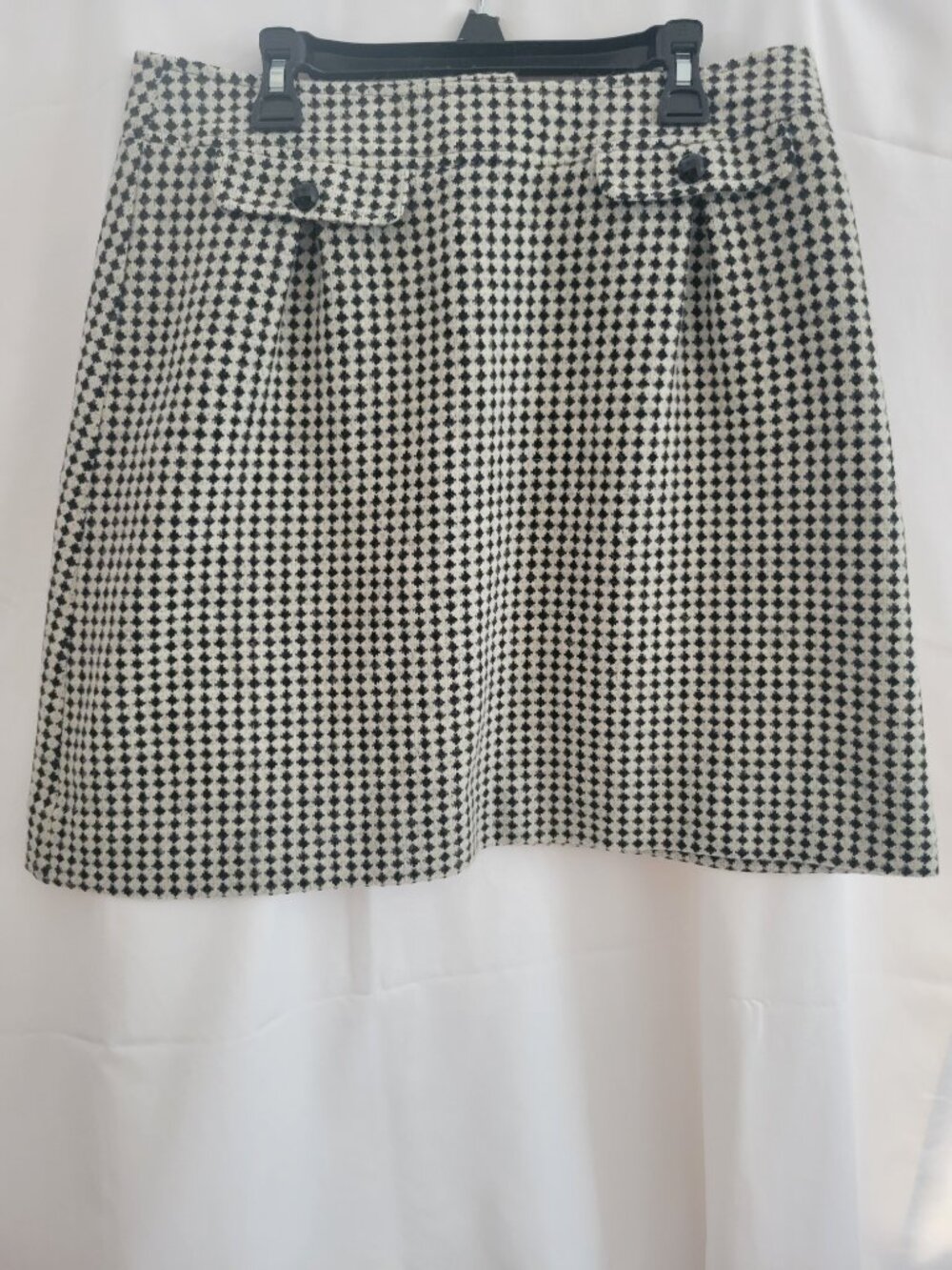 Vintage Molly B Boston 100% Wool Houndstooth Plaid A-Line Skirt 8 Made in USA